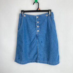 Free Wear Womens Button Fly Designer Denim Skirt 8